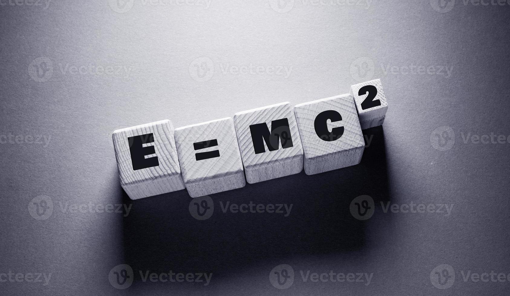 E  mc 2 Word with Wooden Cubes photo