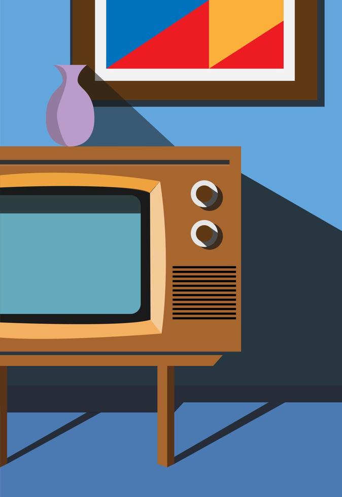 Illustration vector design of television and the painting at living room