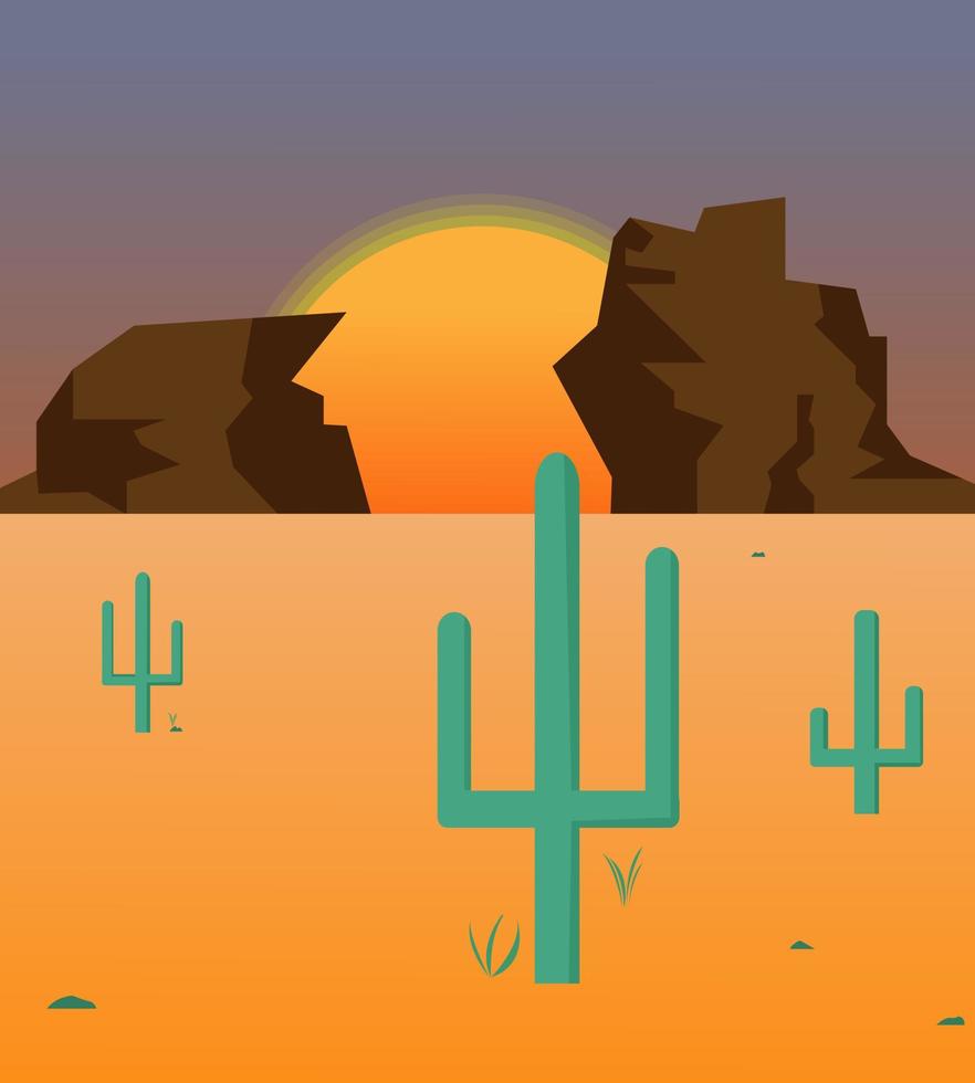 Illustration vector design of nature and landscape of desert