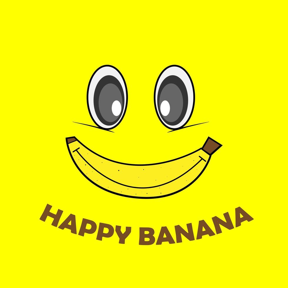 Banana template logo design with smile expression vector
