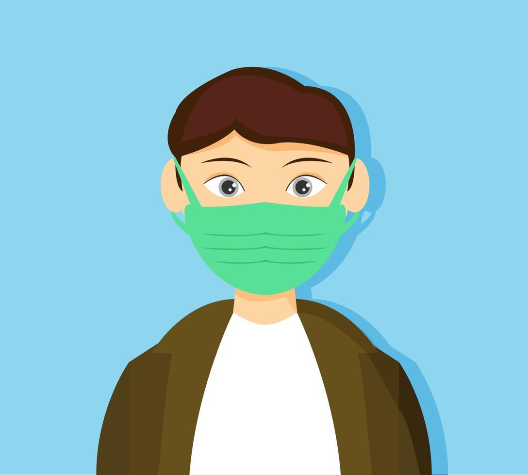 Illustration vector design of a man using medical mask