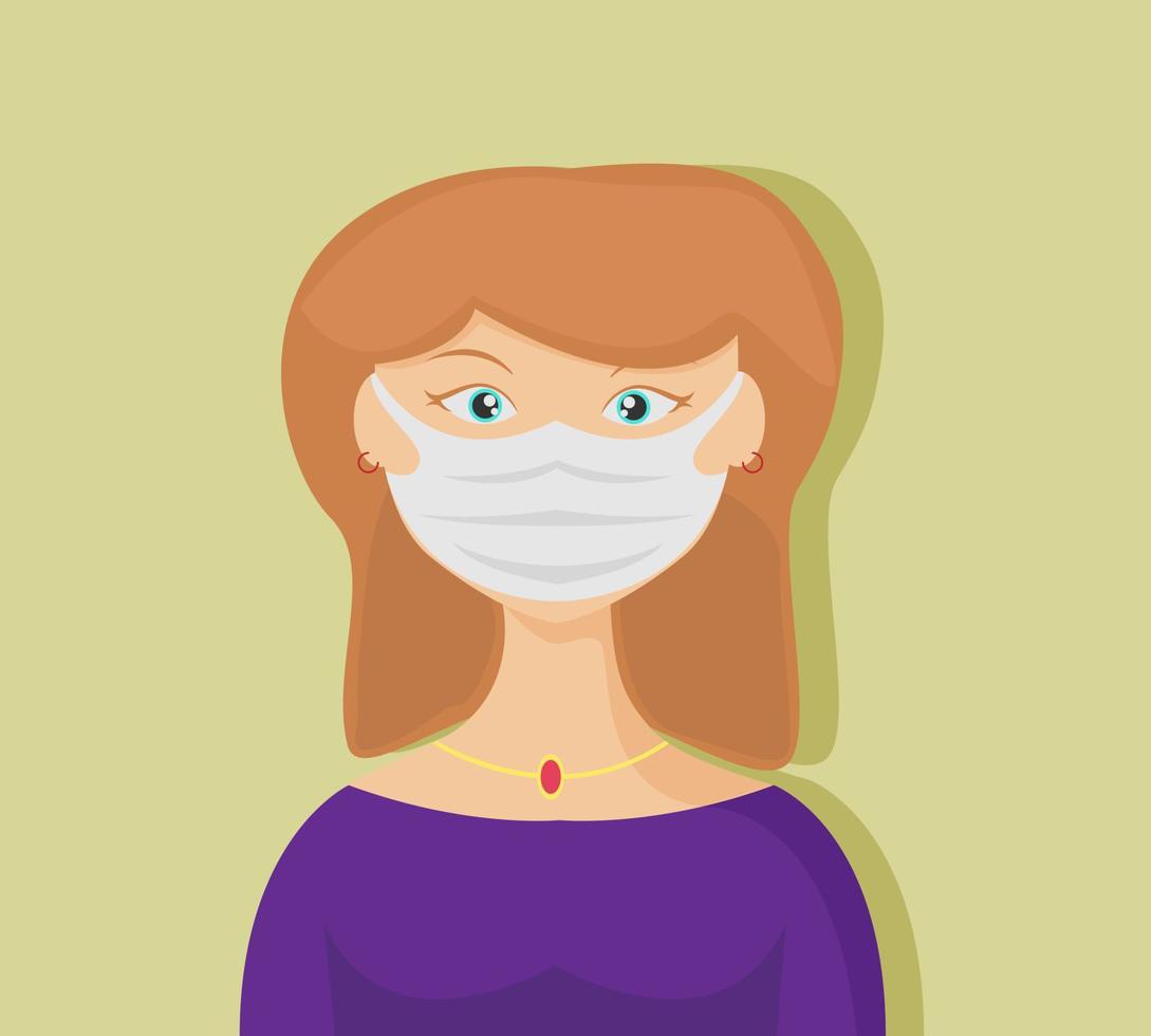 diseño de ilustración vectorial de una mujer hermosa con máscara médica vector