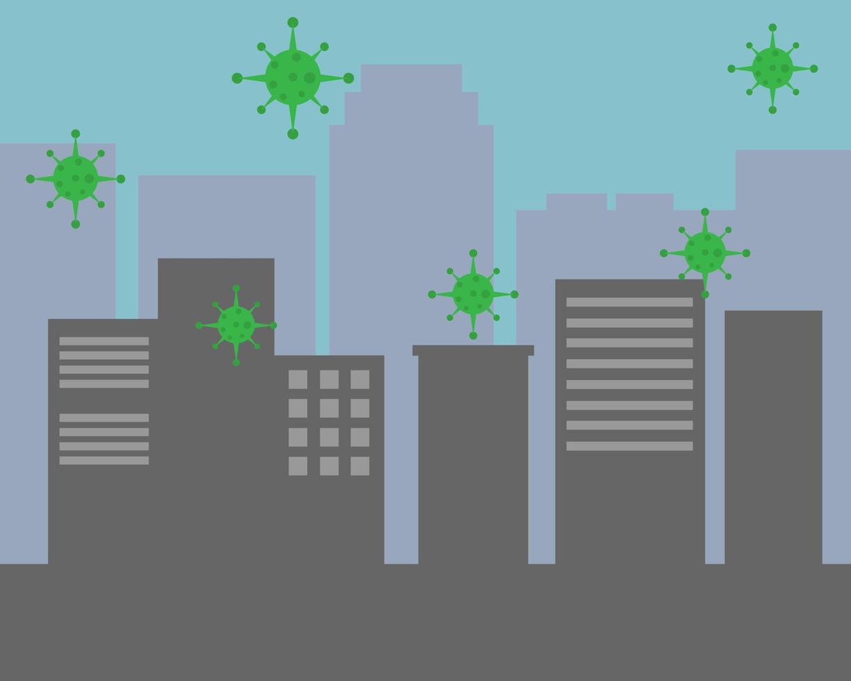 Illustration vector design of coronavirus surrounding the entire city