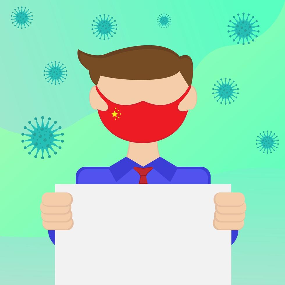 Illustration vector design of coronavirus with businessman