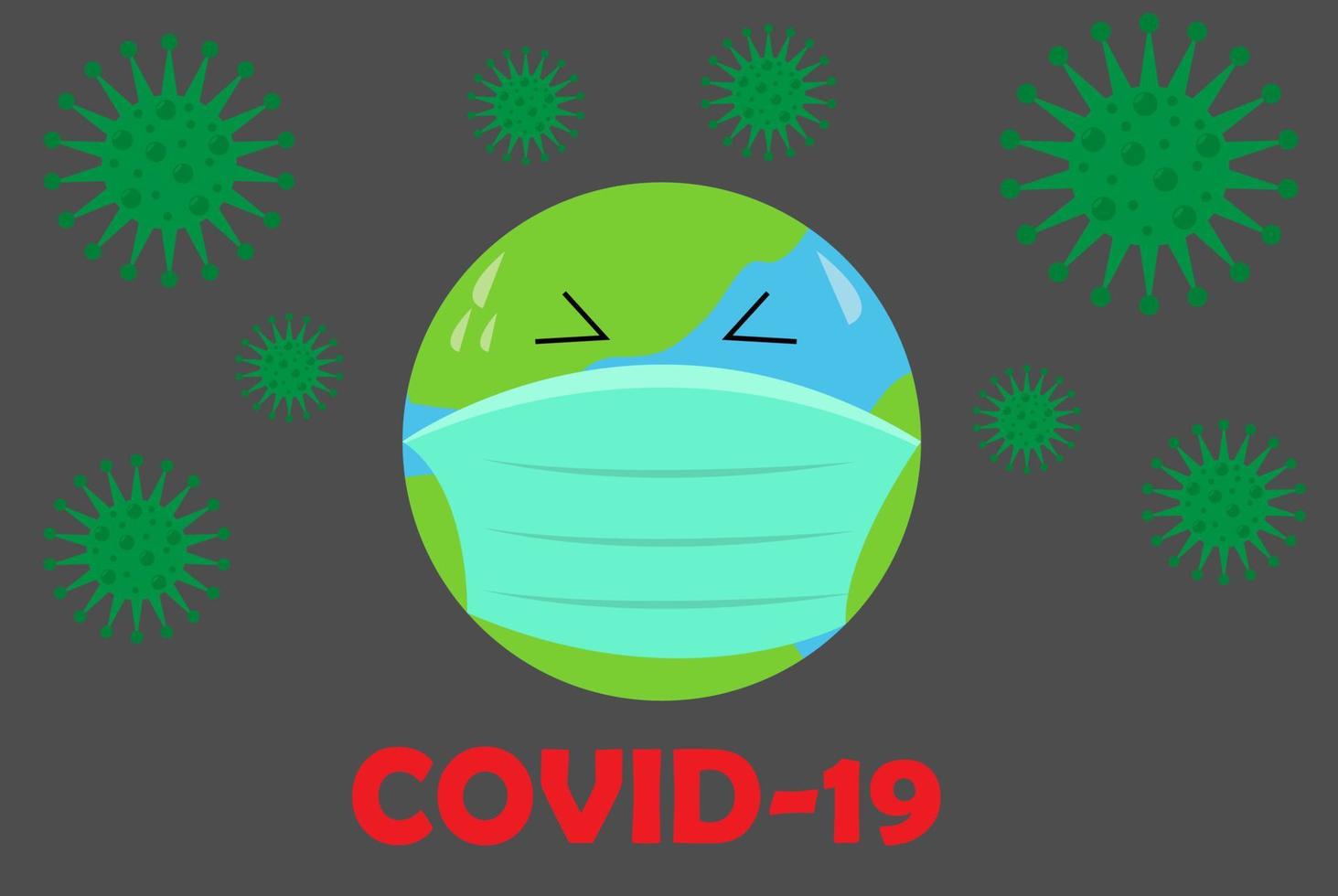 Illustration vector design of Coronavirus COVID-19 concept. Earth in a medical mask.