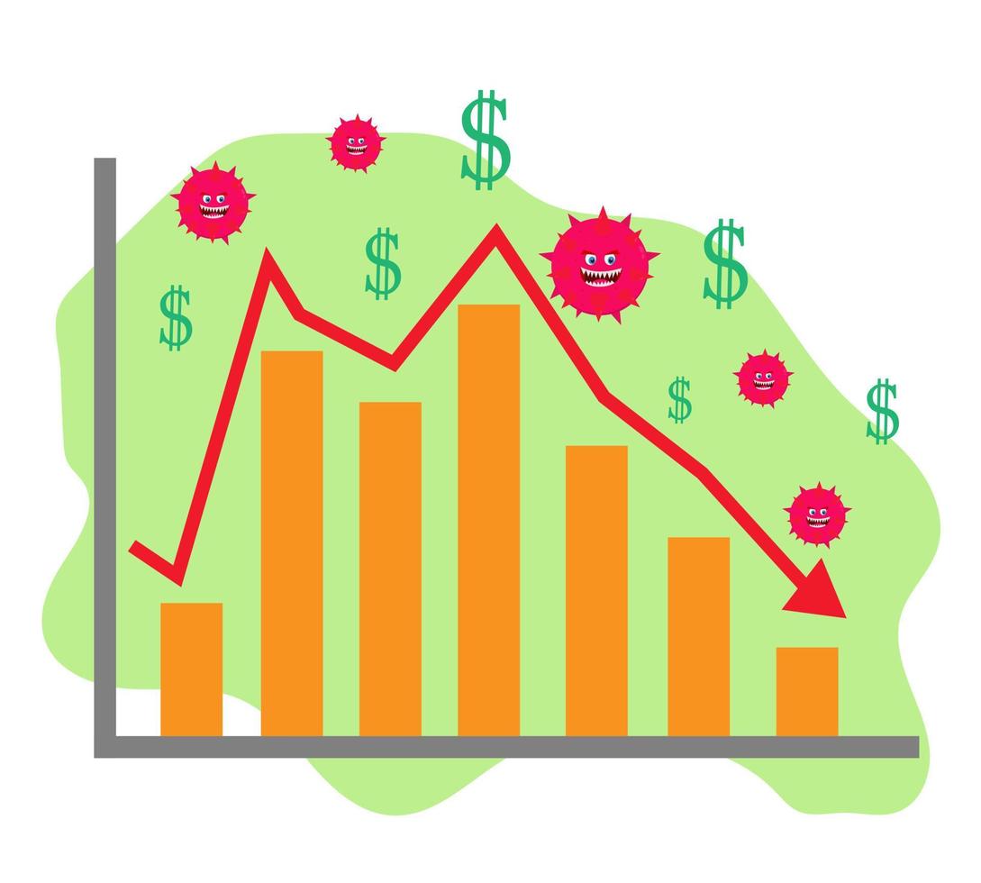 Illustration vector design of corona virus making down economy