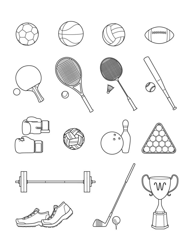 Set of sport icons. Line vector illustrations.