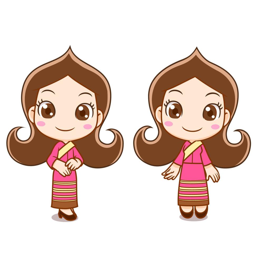Reception girl in Thai traditional dress. vector