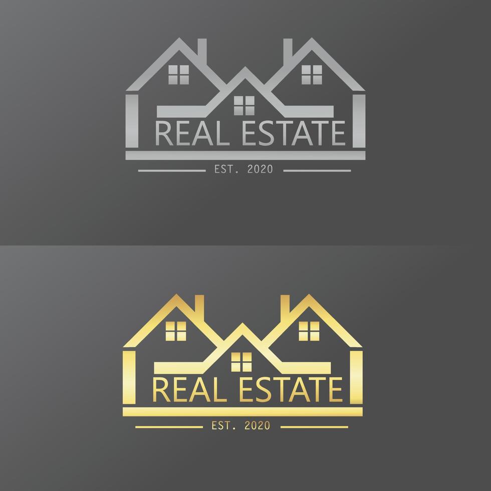 Real Estate template logo. Real Estate Silver. Real Estate Gold. vector