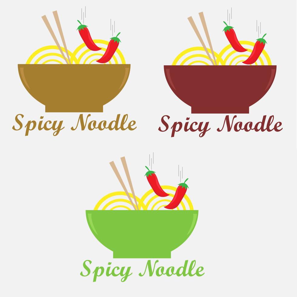 Noodle wih bowl logo template design for business or company. 3 sets logo template design. vector