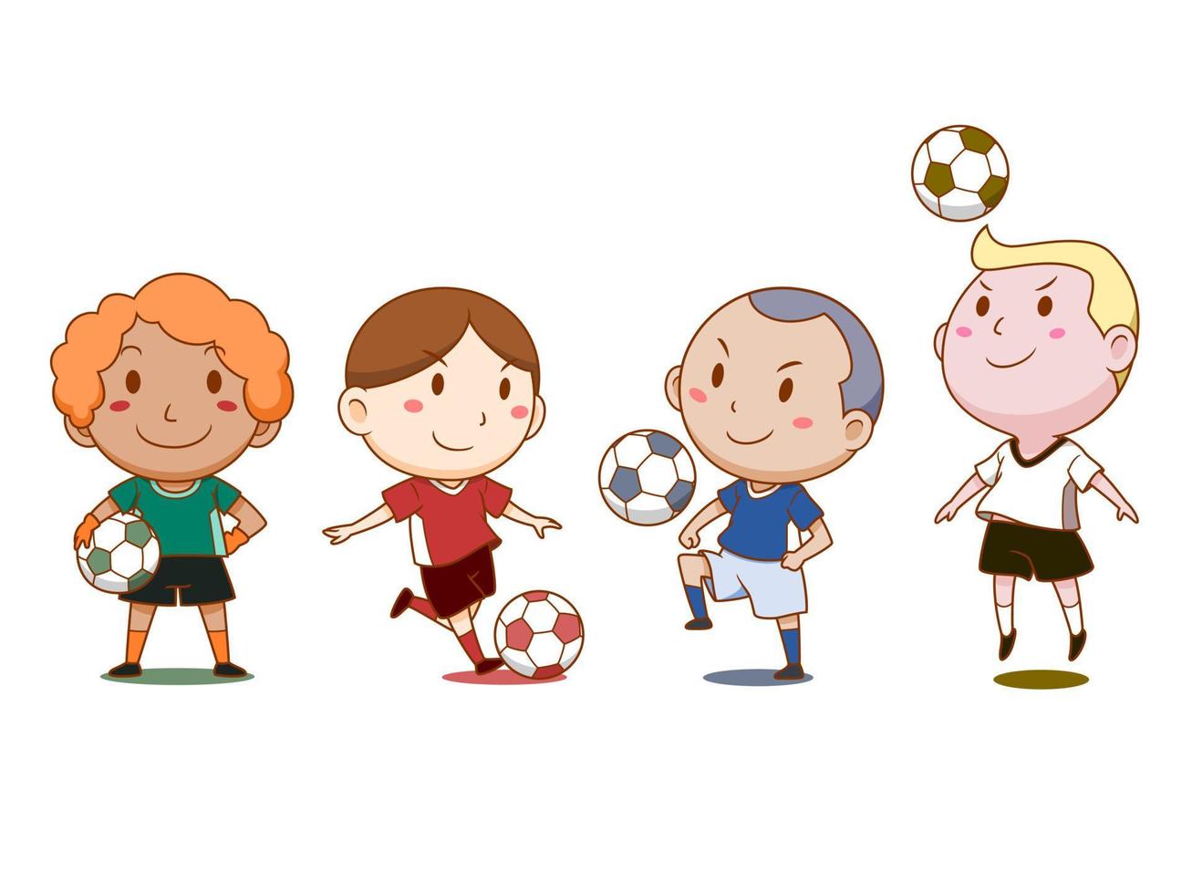 Ilustración de dibujos animados de jugadores de fútbol lindos. vector