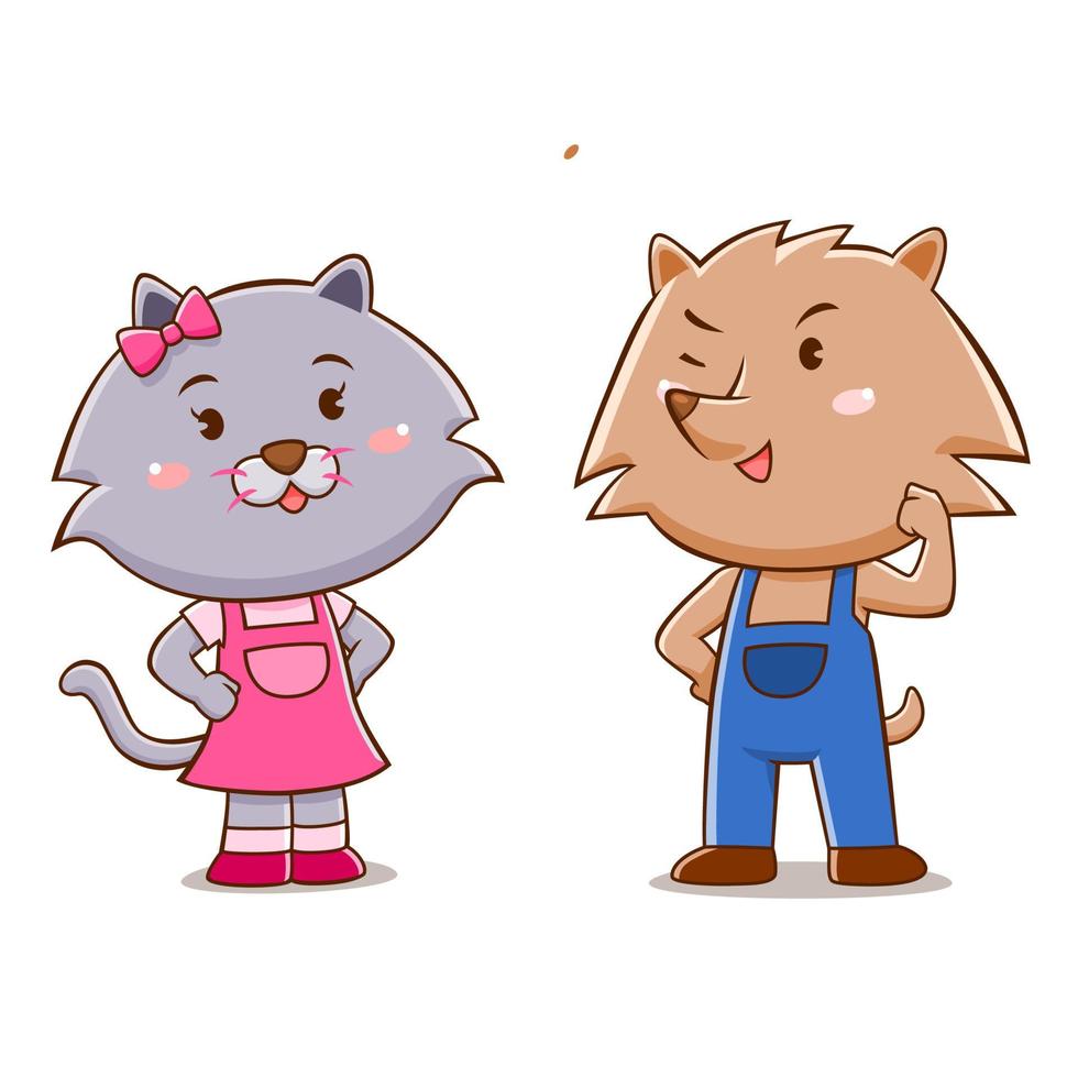 Cartoon character of cat and dog. vector