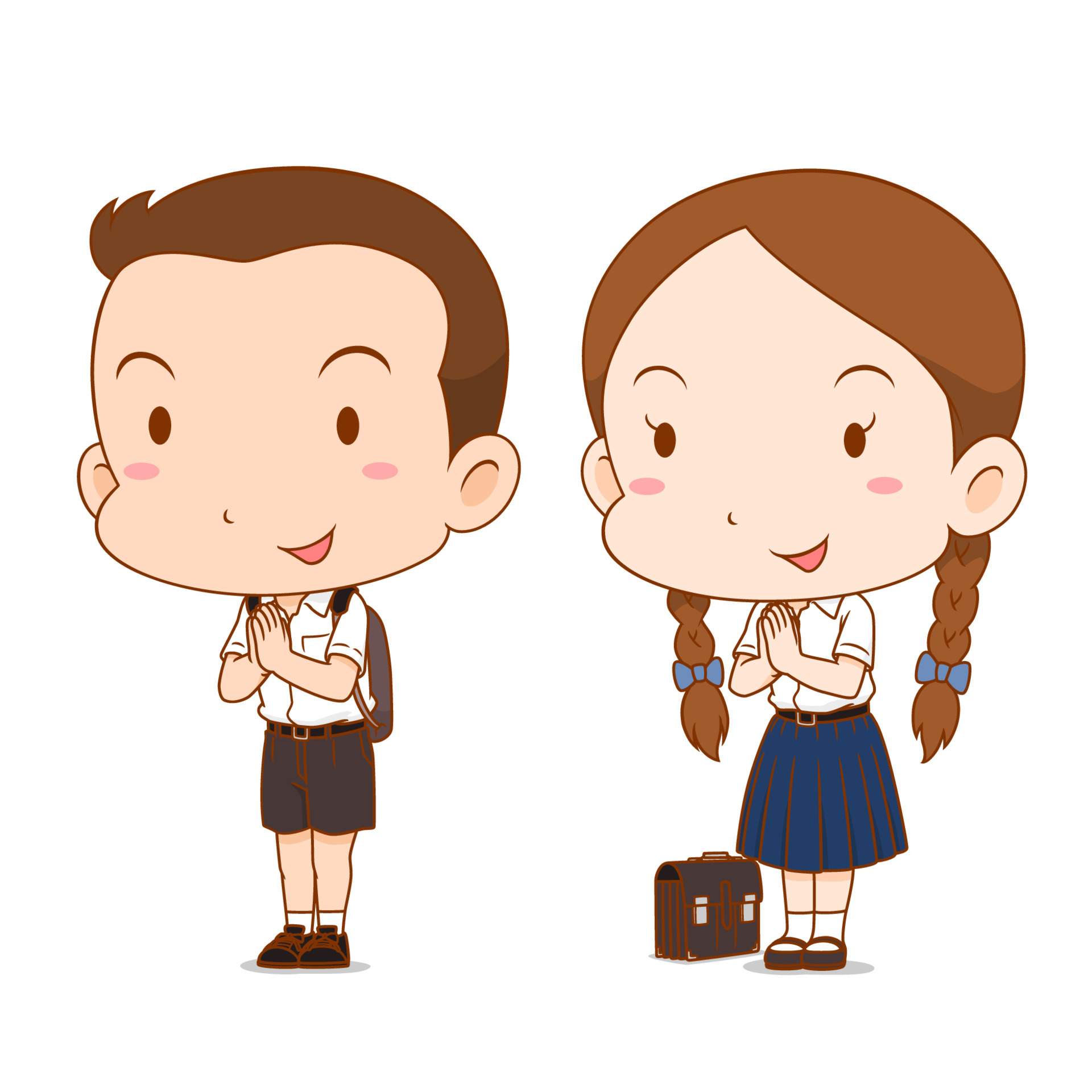 Cute Couple Cartoon Of High School Boy And Girl Vector Art At Vecteezy