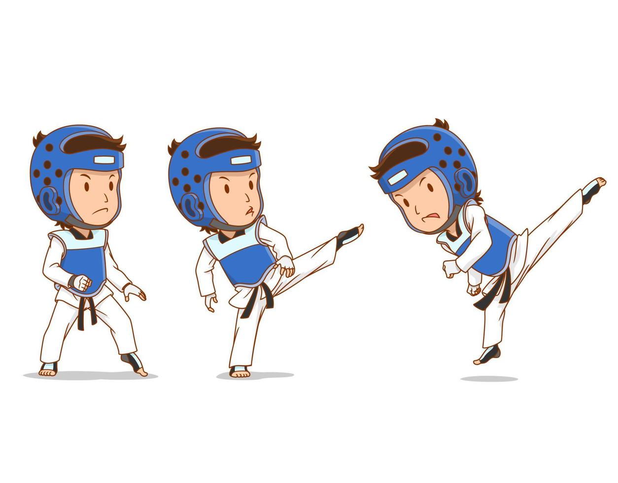 personaje de dibujos animados del jugador de taekwondo. vector