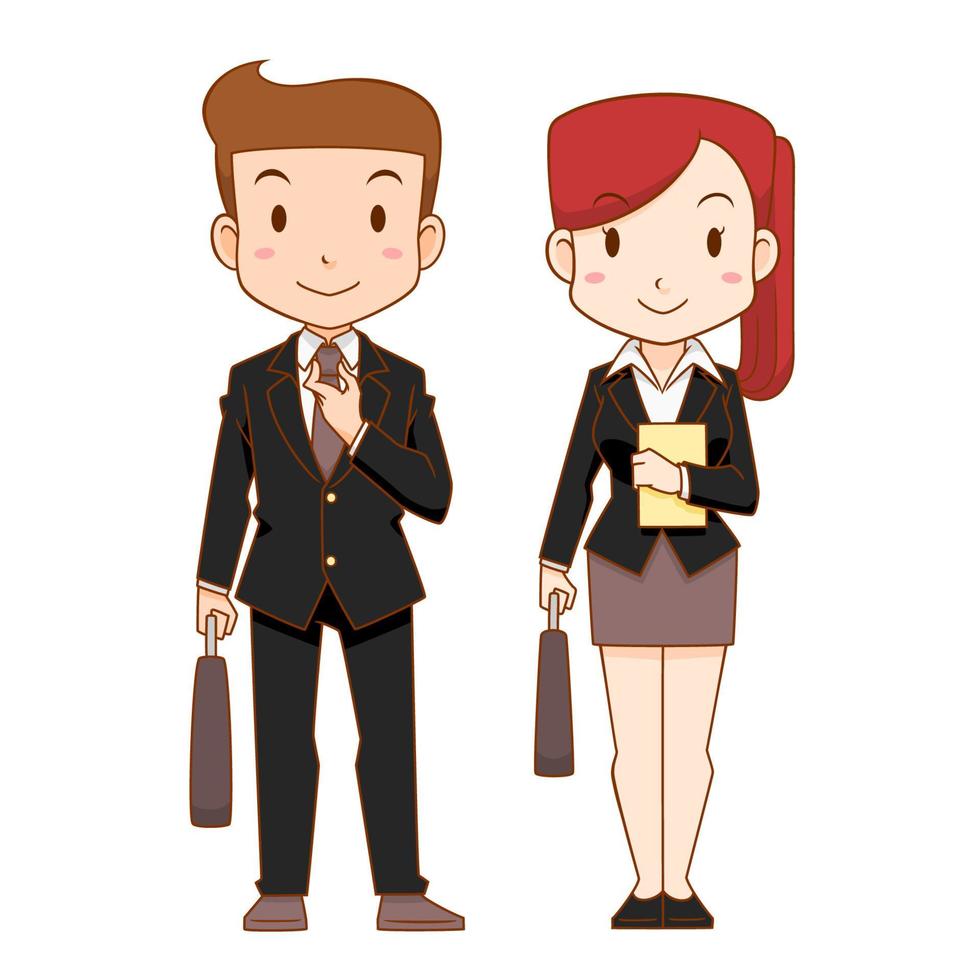 lindos personajes de dibujos animados de hombre y mujer de negocios.  4977532 Vector en Vecteezy