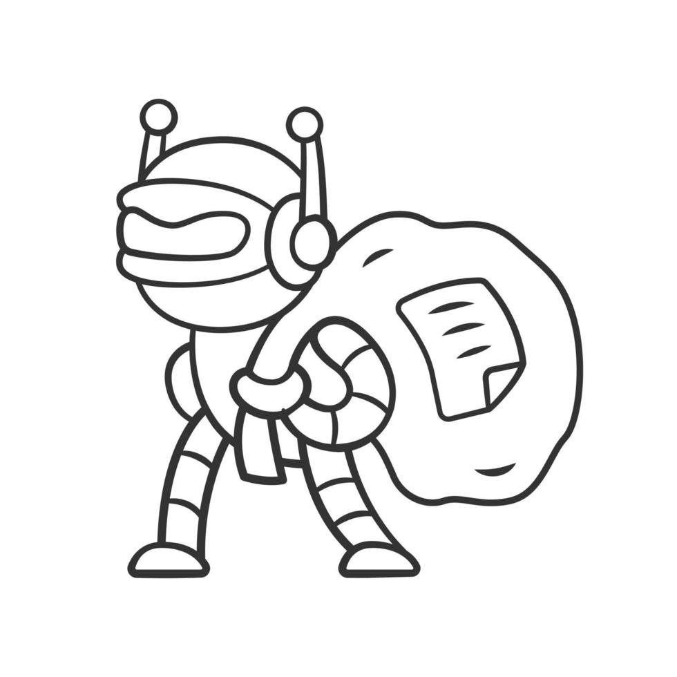 Scraper bot linear icon. Malicious bad robot. Content stealing. Web scraping service. Artificial intelligence. Thin line illustration. Contour symbol. Vector isolated outline drawing. Editable stroke