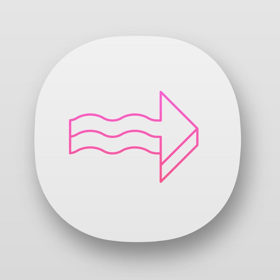 3d wavy arrow app icon. Rightward direction. Pointing arrowhead. Navigation pointer, indicator. Indicating symbol. UI UX user interface. Web or mobile applications. Vector isolated illustrations