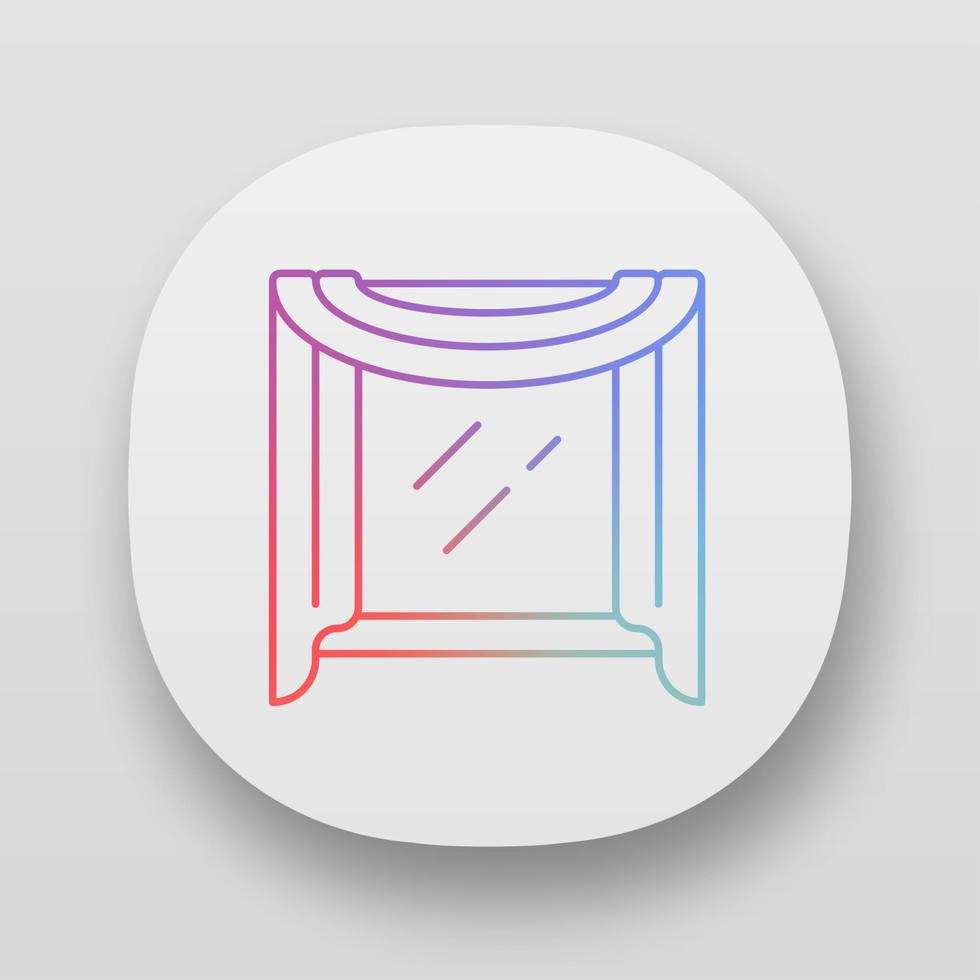 Window scarf app icon. Window top coverings. Room drapery design. Home interior decoration. House furnishing. UI UX user interface. Web or mobile applications. Vector isolated illustrations