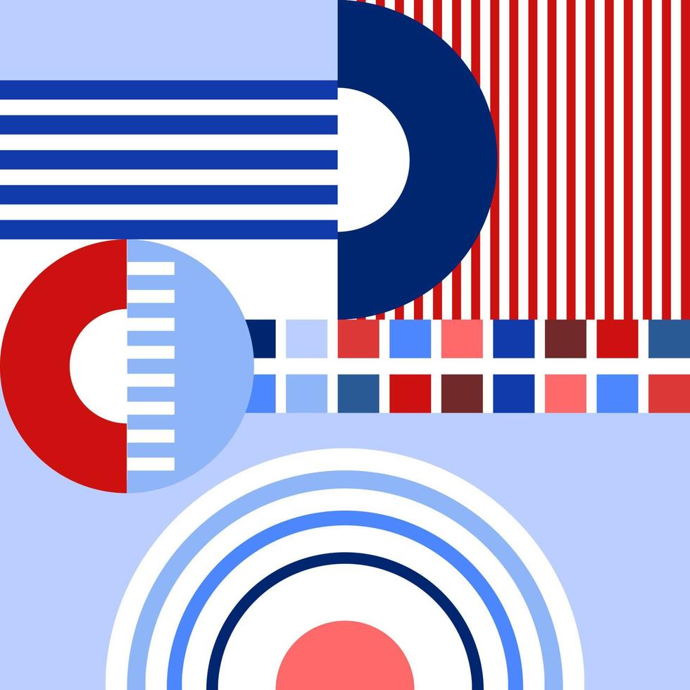 Red White Blue Contemporary Abstract Composition vector