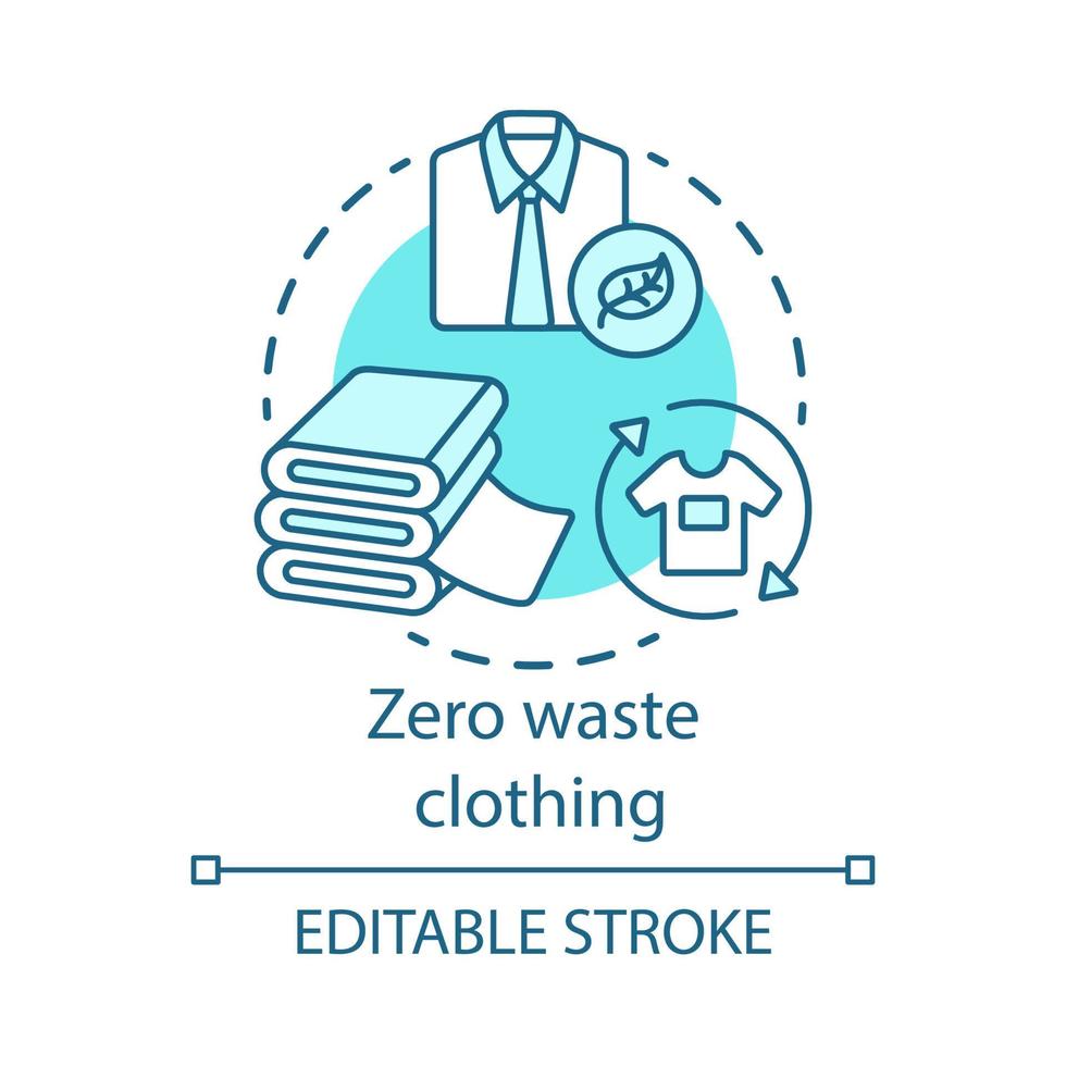 Zero waste clothing, recycling and reusing clothes concept icon. Waste management, eco, friendly lifestyle idea thin line illustration. Vector isolated outline drawing. Editable stroke