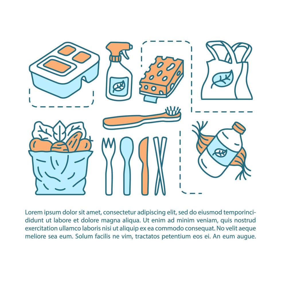 Zero waste kitchen, article page vector template. Brochure, magazine ...