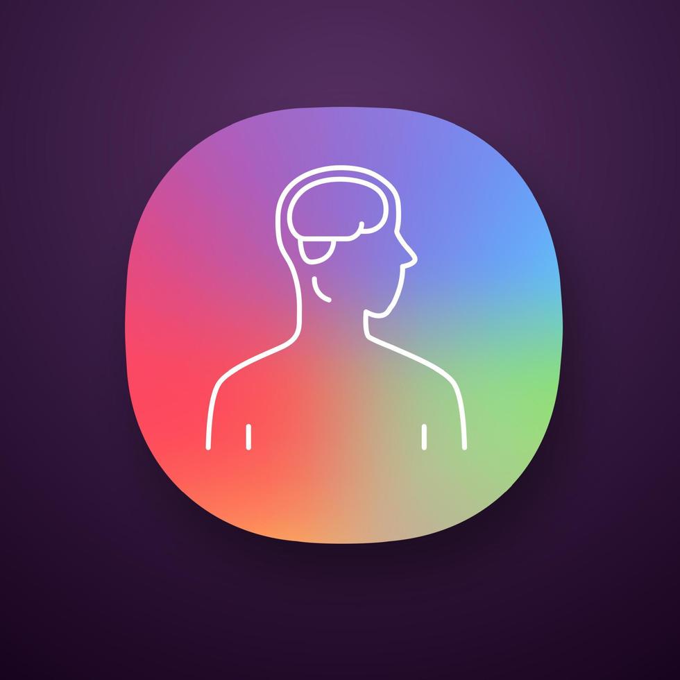 Healthy brain app icon. Human organ in good health. Functioning nervous system. Wholesome mental health. UI UX user interface. Web or mobile application. Vector isolated illustration