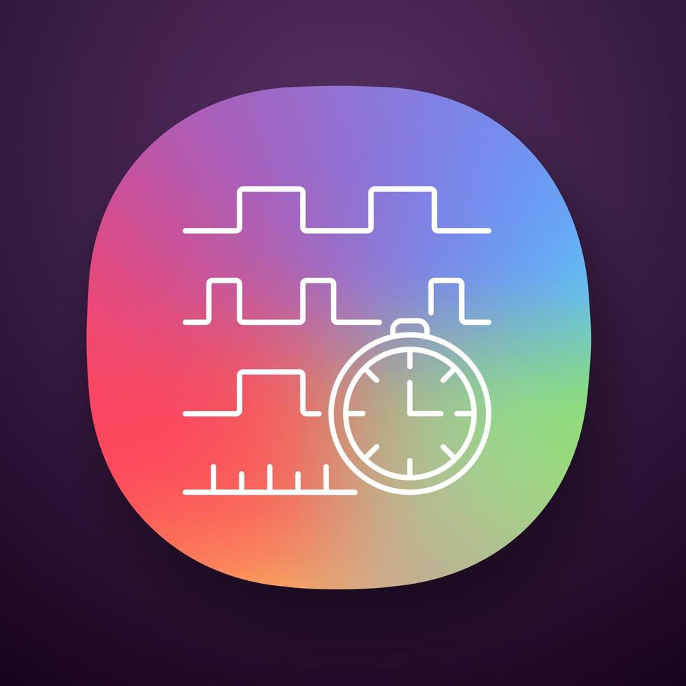 Timing diagram app icon. Signals set in time domain. Process chart. Timing relationships description. Digital electronics. UI UX user interface. Web or mobile application. Vector isolated illustration