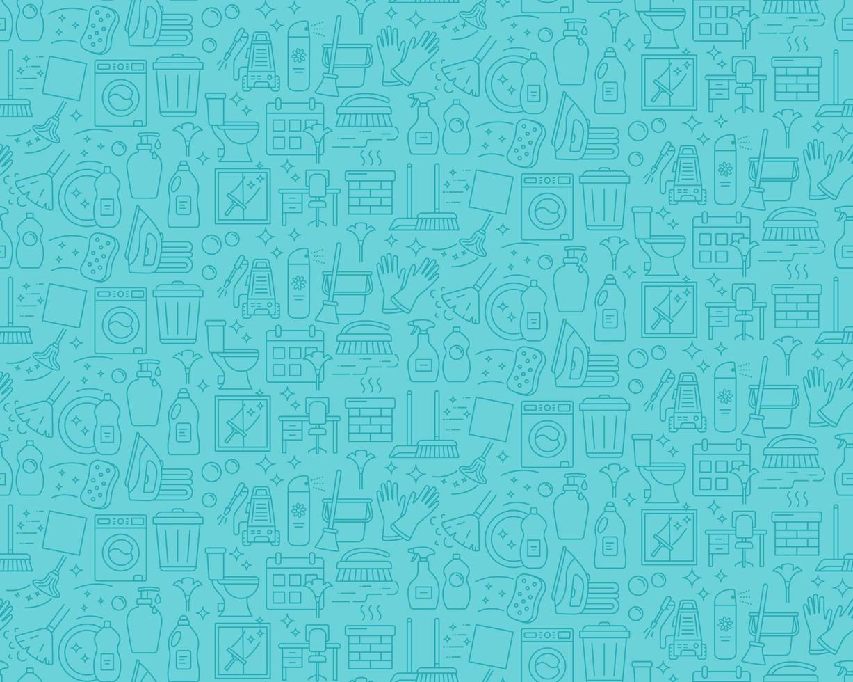 Cleaning service linear icons vector seamless pattern. Household background. Housekeeping line items blue texture. Cleaning housework products. Wallpaper, textile design