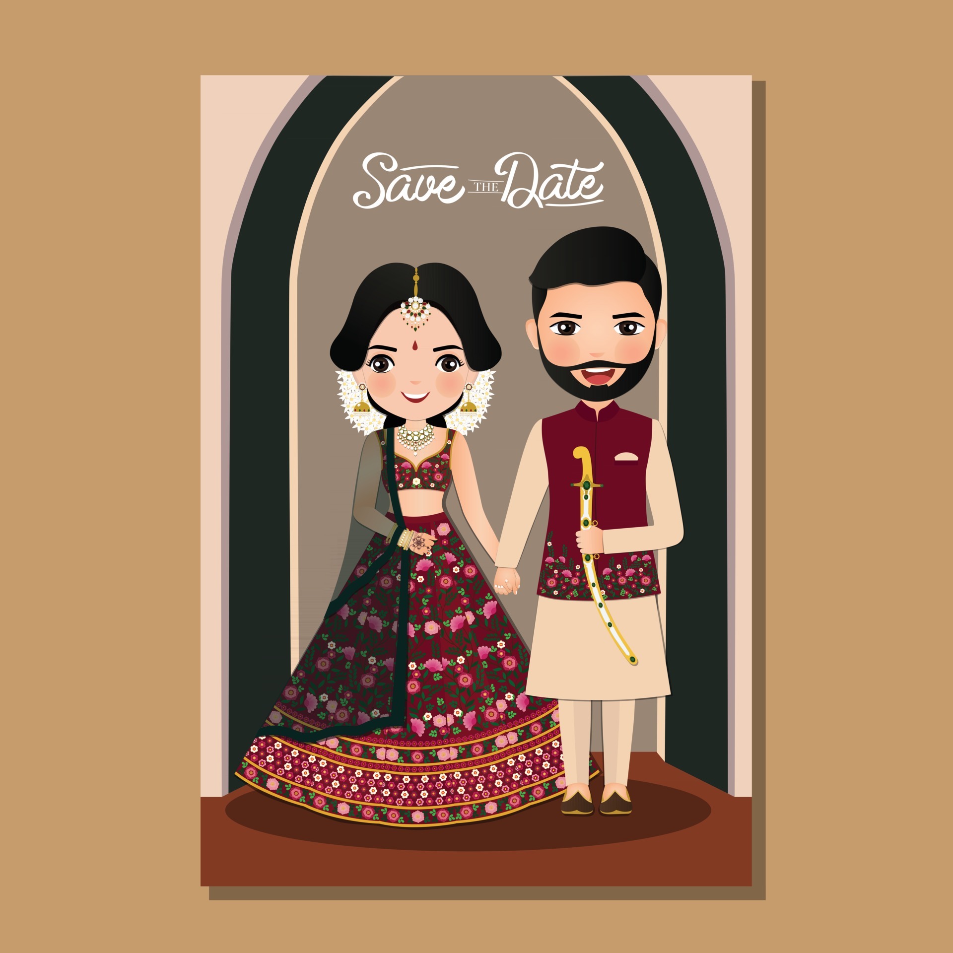 Wedding invitation card the bride and groom cute couple in traditional indian dress cartoon character 4978046 Vector Art at Vecteezy Wedding invitation card the bride and groom cute couple in traditional indian dress cartoon character 4978046 Vector Art at Vecteezy