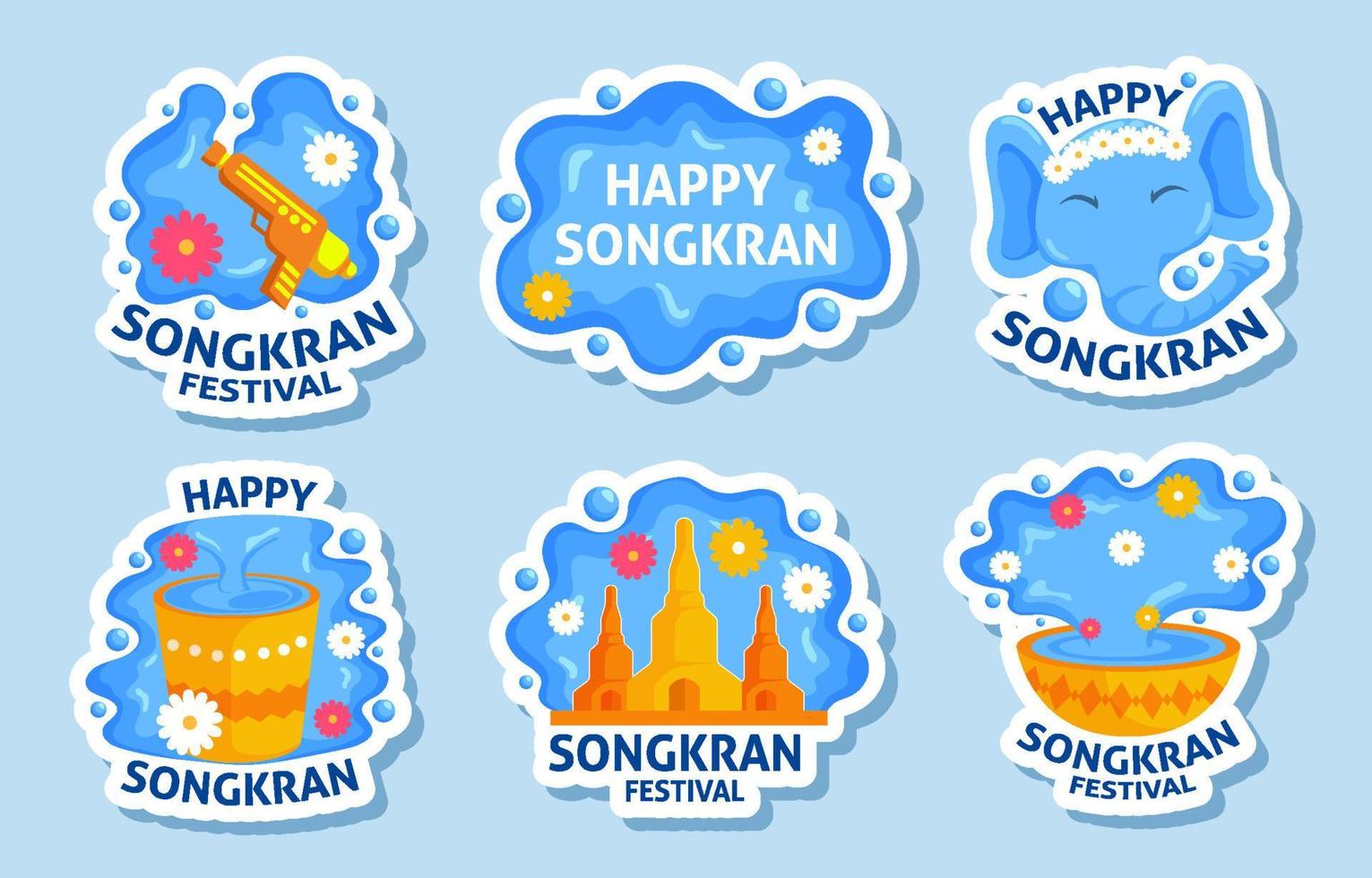 Songkran Festival Sticker Set vector