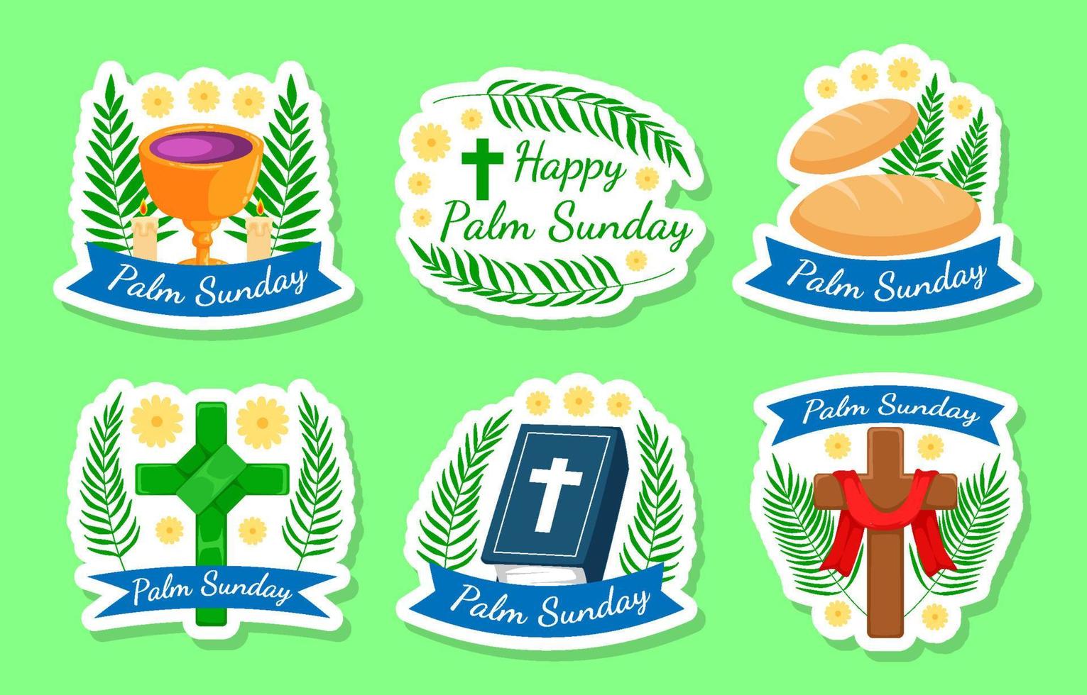 Palm Sunday Sticker Set Collection vector