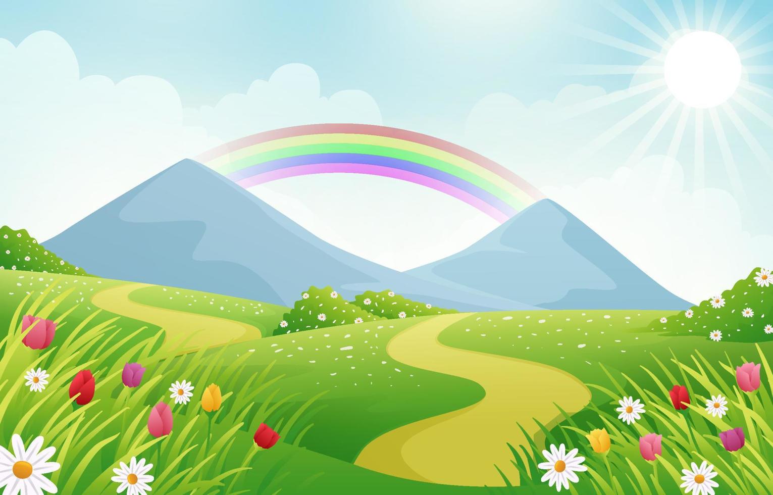 fondo de paisaje de primavera de naturaleza vector