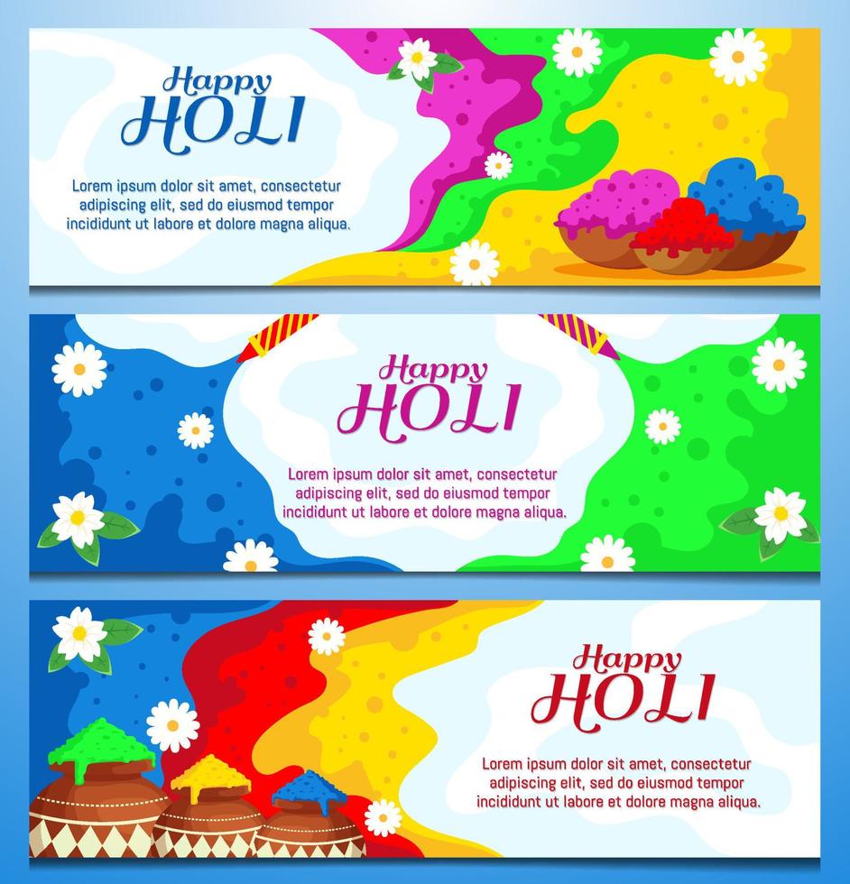 Holi Banner Set Collection vector