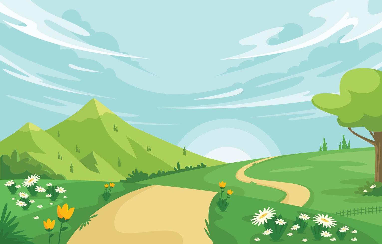 fondo de paisaje de temporada de primavera vector