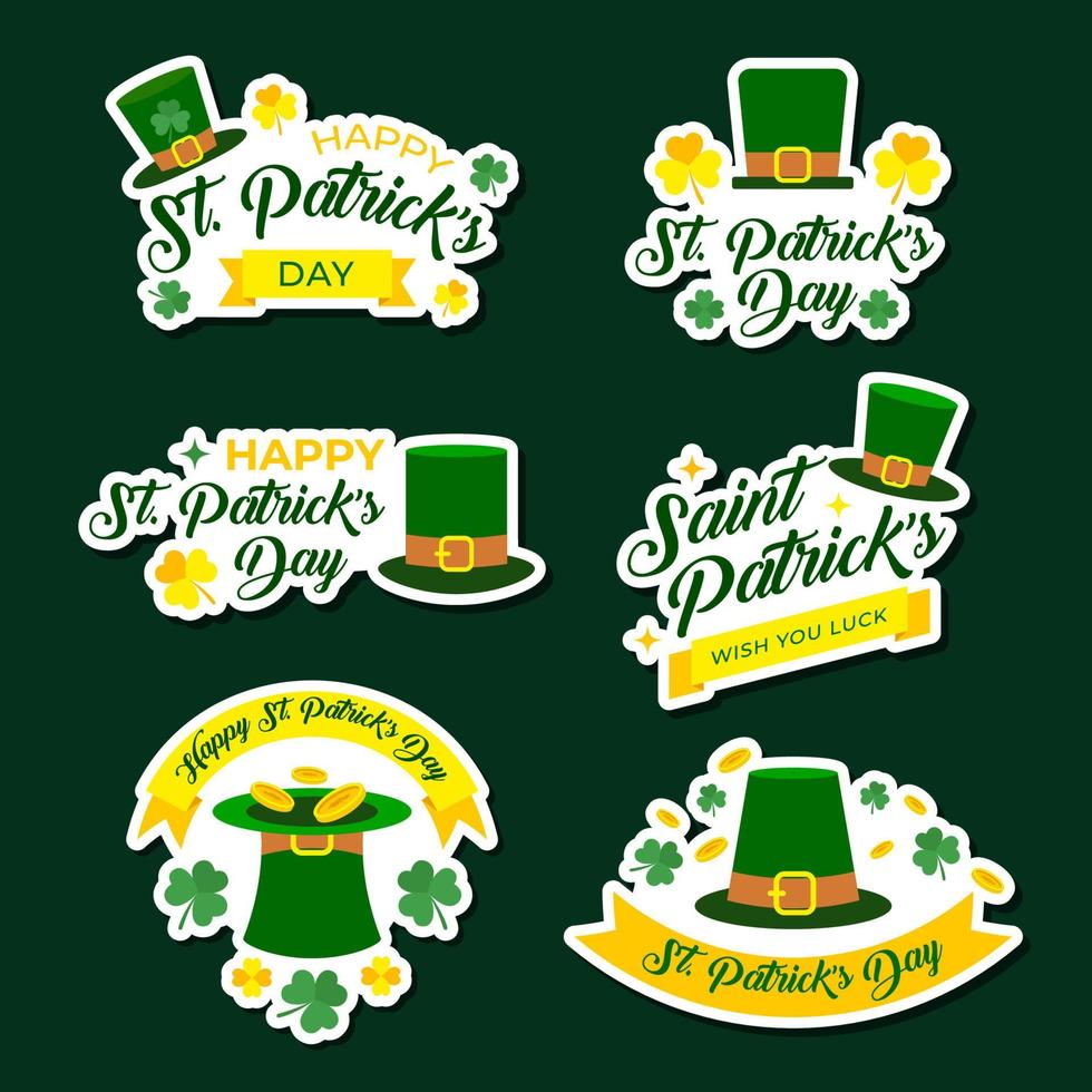 St. Patrick's Day Hat Sticker Collection vector