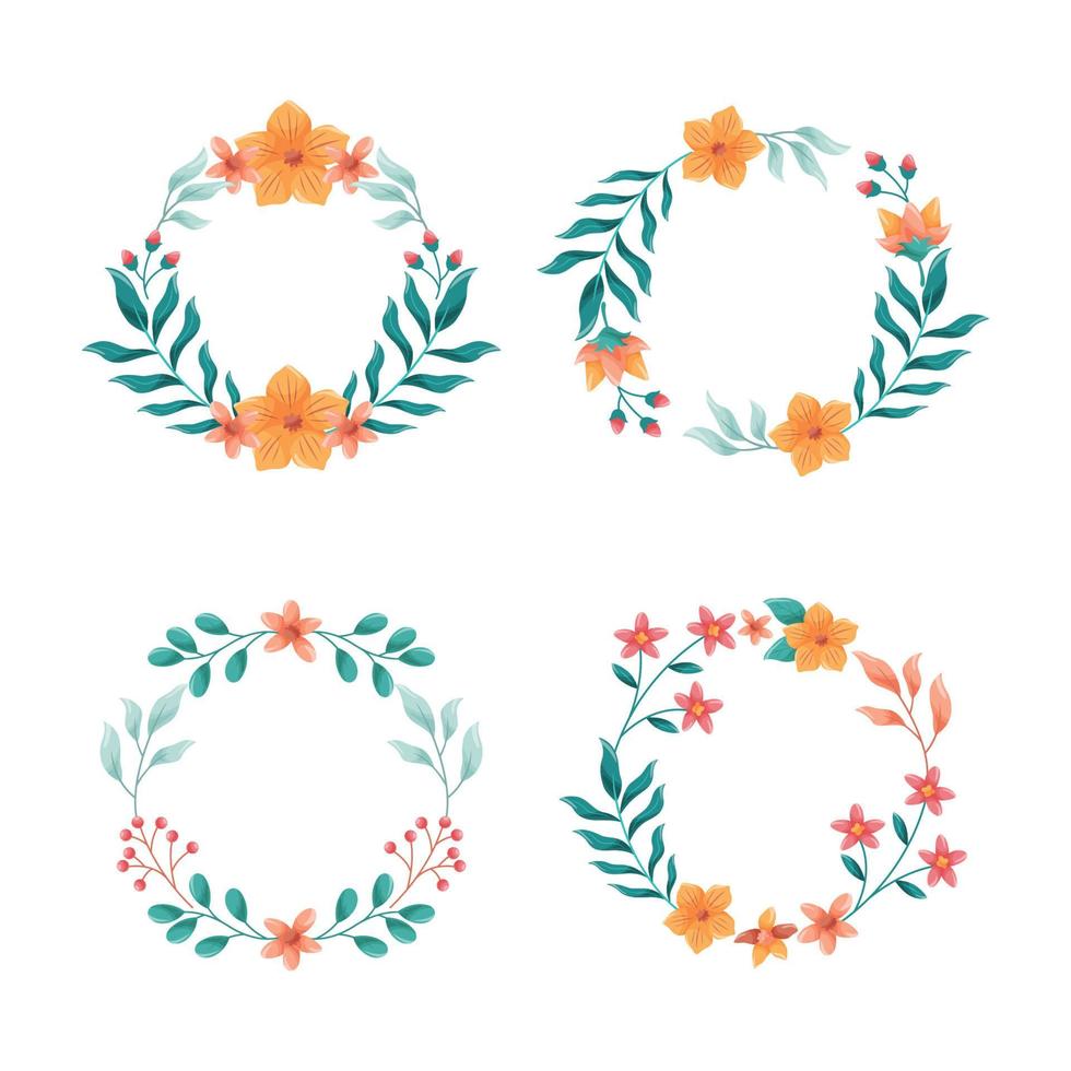 Decorative Floral Frame Round Shape Collection vector