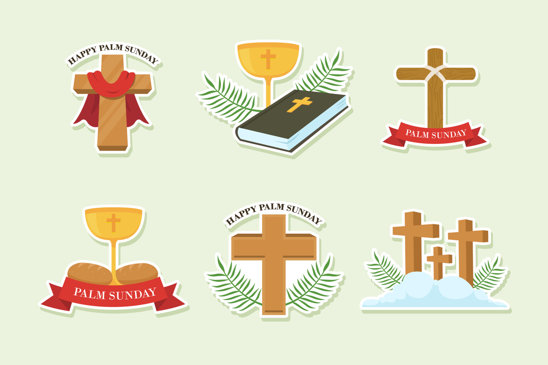 Set of Palm Sunday Sticker 4979415 Vector Art at Vecteezy