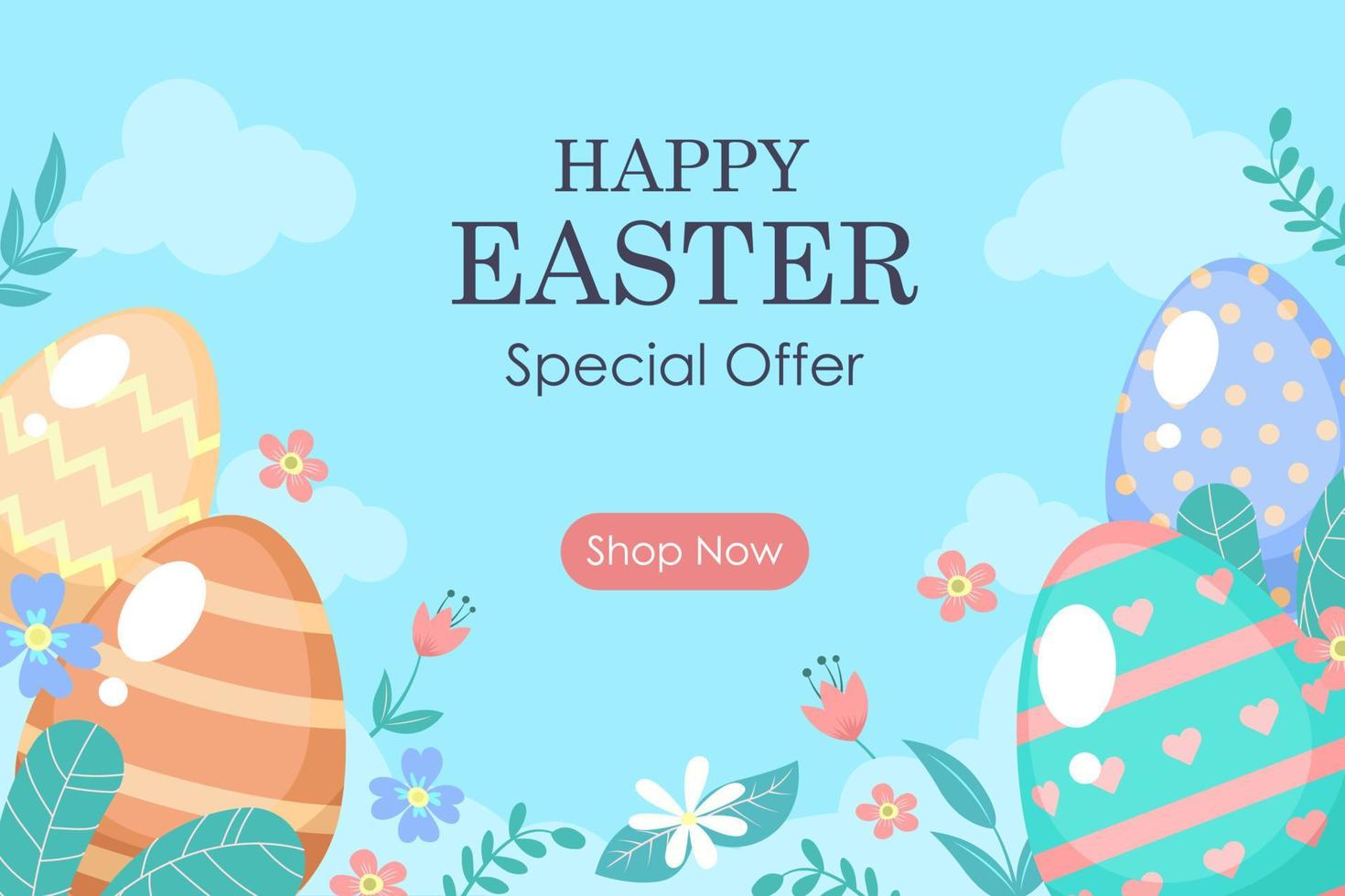 Promoción especial de pascua con concepto de fondo de huevos de pascua vector