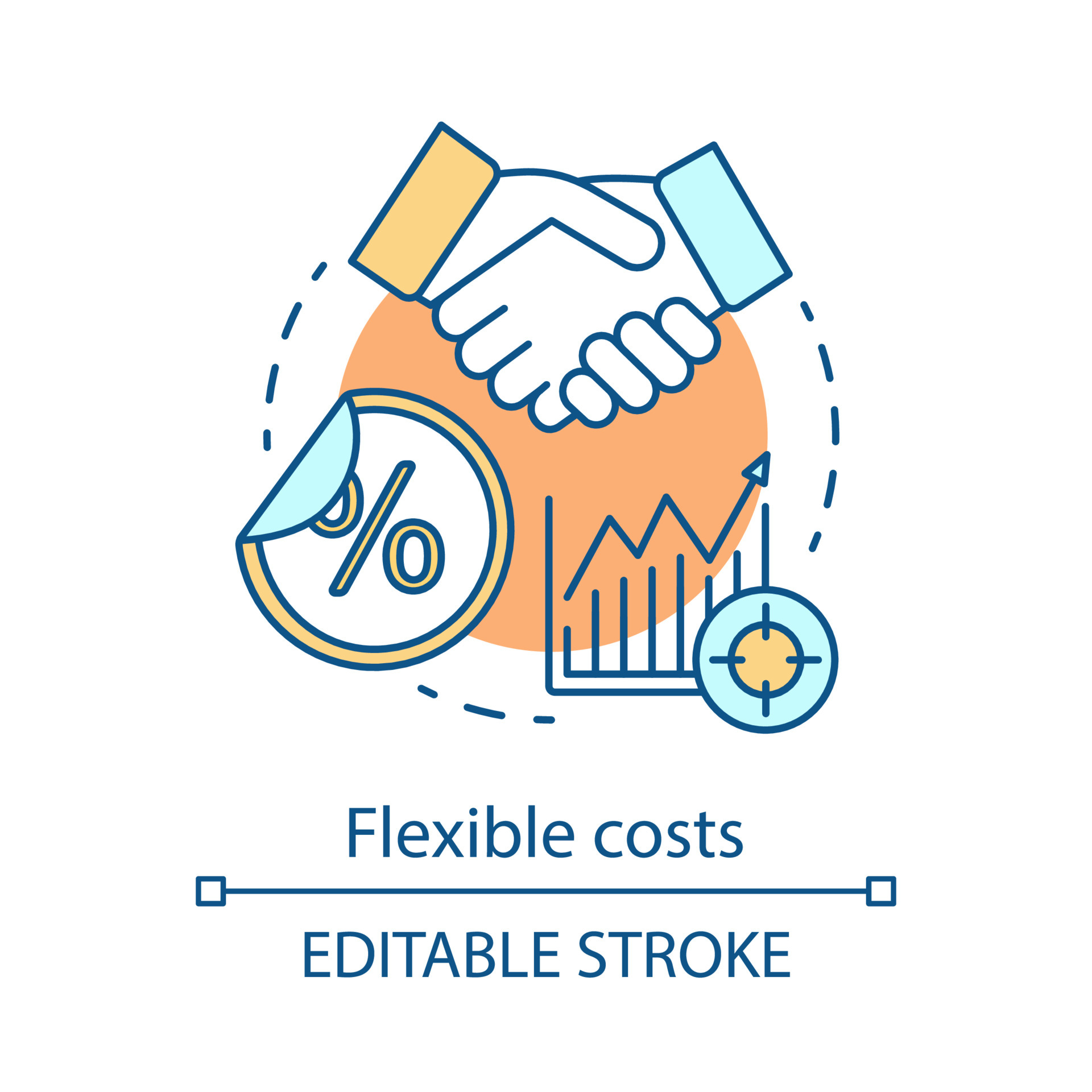 Flexible cost concept icon. Market growth. Profit rise. Deal, contract