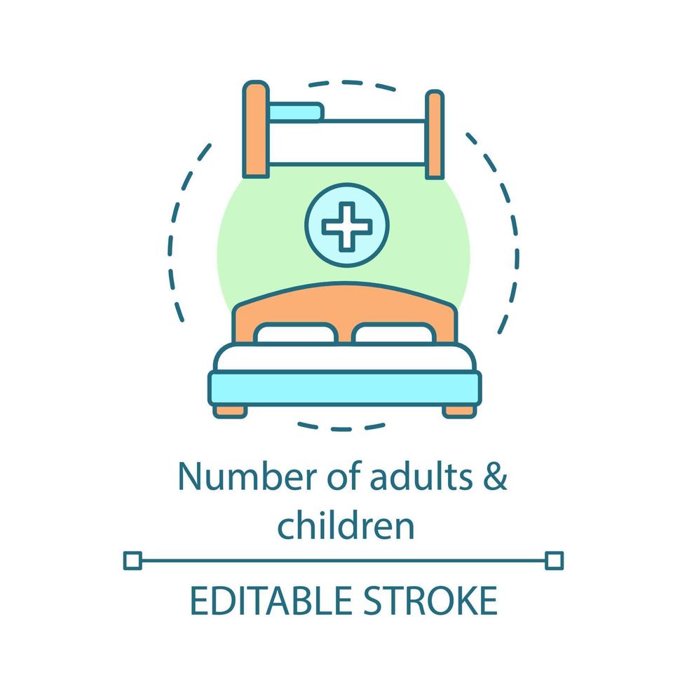 Number of guests concept icon. Trip planning. Room type. Accommodation for traveller. Hotel booking idea thin line illustration. Vector isolated outline drawing. Editable stroke