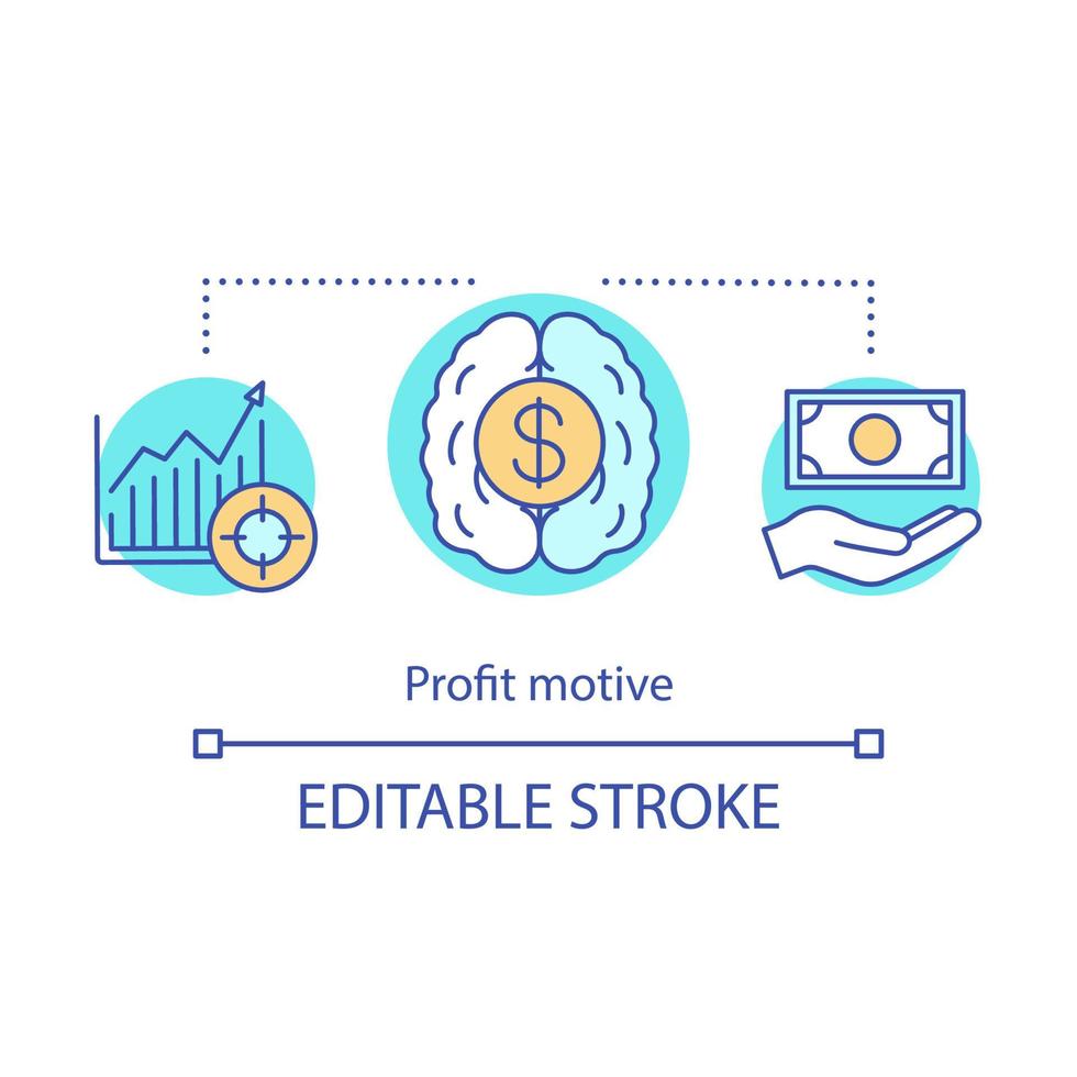 Profit motive concept icon. Financial boost idea thin line illustration. Stock market, business growth. Financial literacy. Making money, investment. Vector isolated outline drawing. Editable stroke