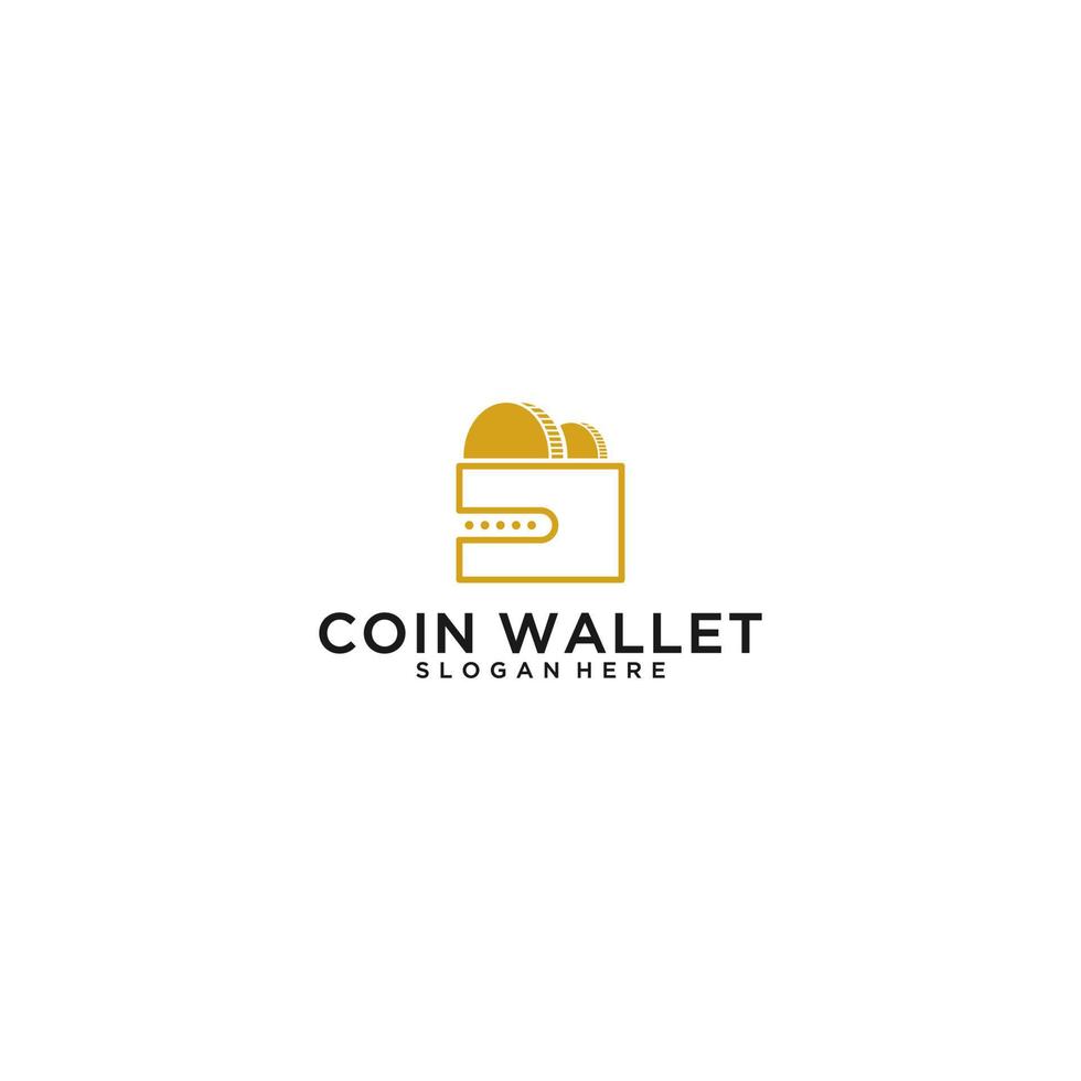 logo for coin purse with wallet and coins vector