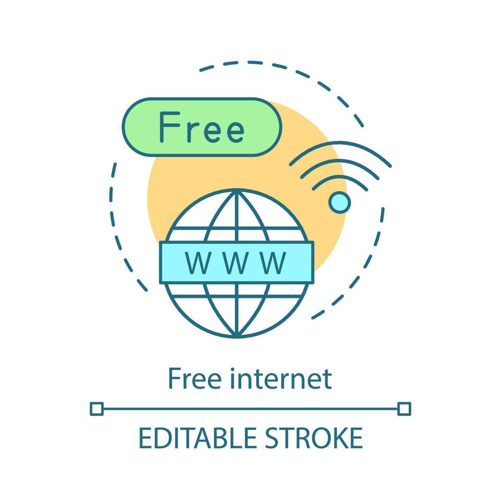 Free hotel internet concept icon. Hotel amenities. In-room wi-fi access. Hostel, dormitory extra options idea thin line illustration. Vector isolated outline drawing. Editable stroke