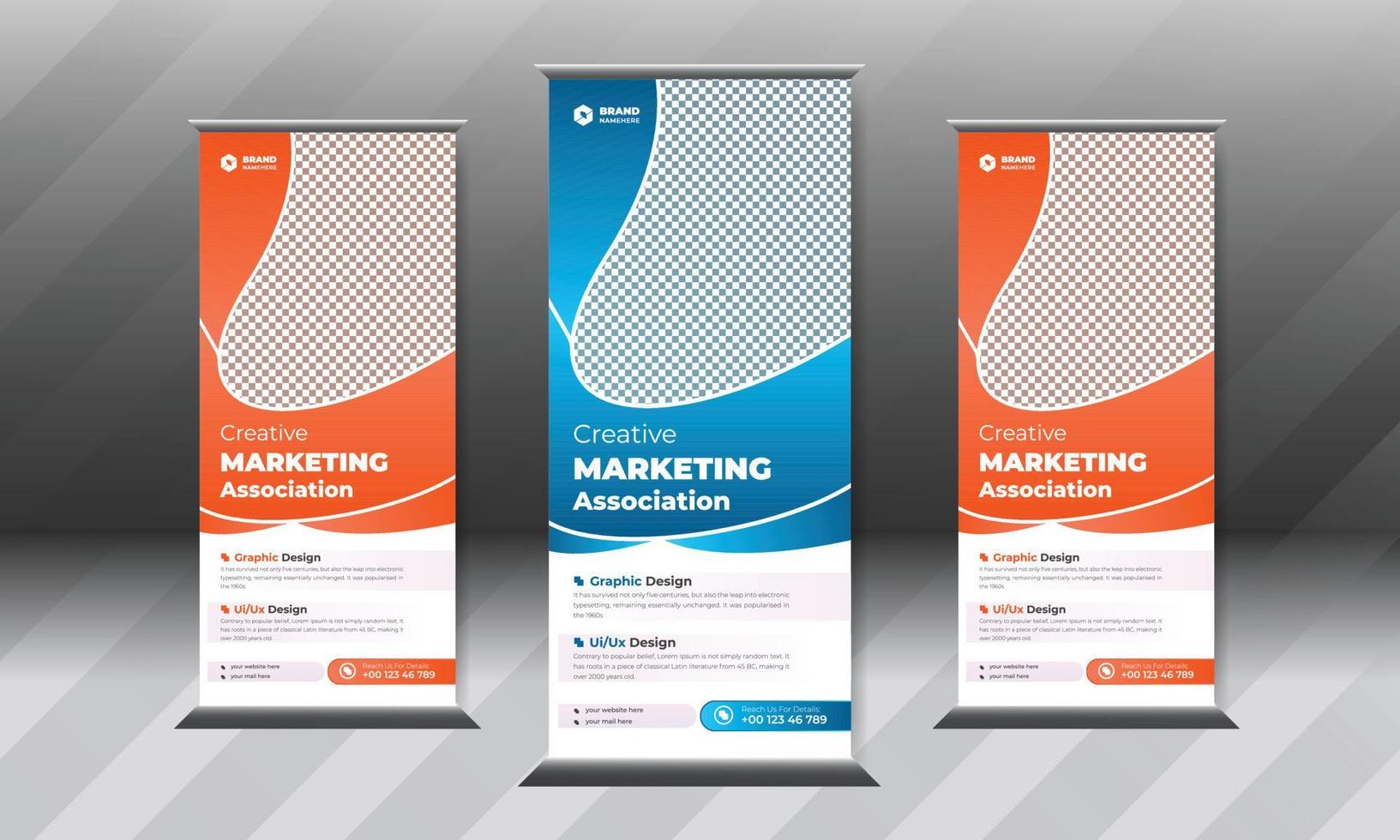 Business Roll up banner stand template design with brochure cover vector