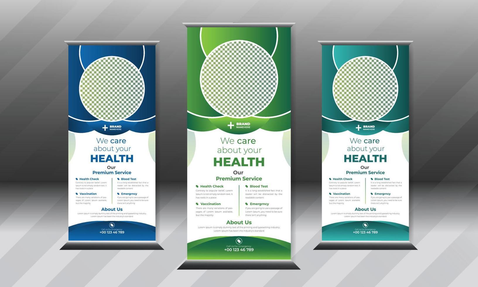 Modern medical Roll Up Banner template Design Pro Vector