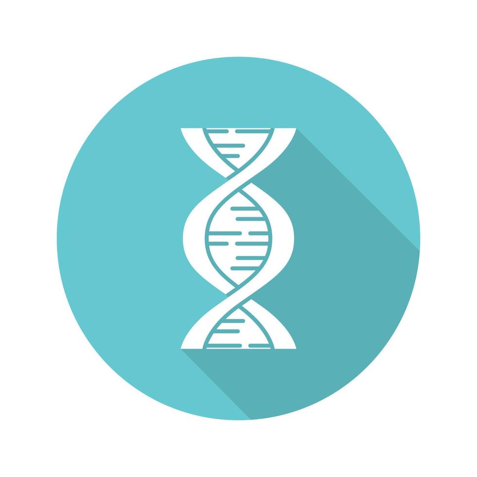 biofísica turquesa diseño plano larga sombra glifo icono. investigación genética. estructura de la molécula de hélice de adn. estudios científicos del genoma. gen del cromosoma. ilustración de silueta de vector