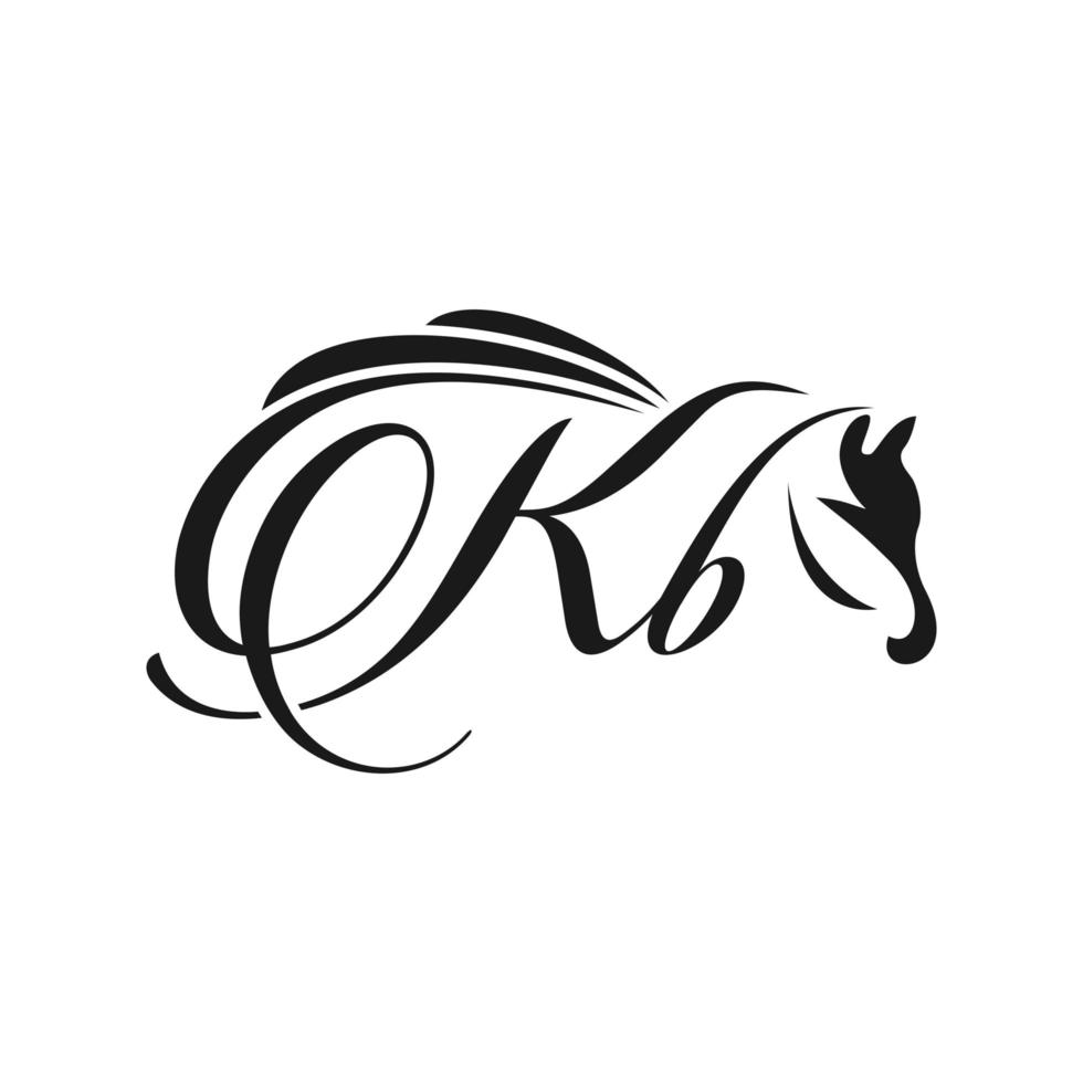 initials horse logo design KB vector