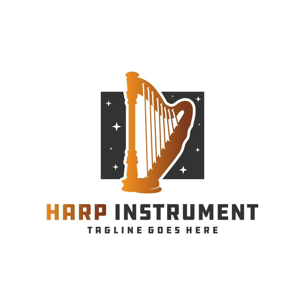 harp musical instrument logo vector