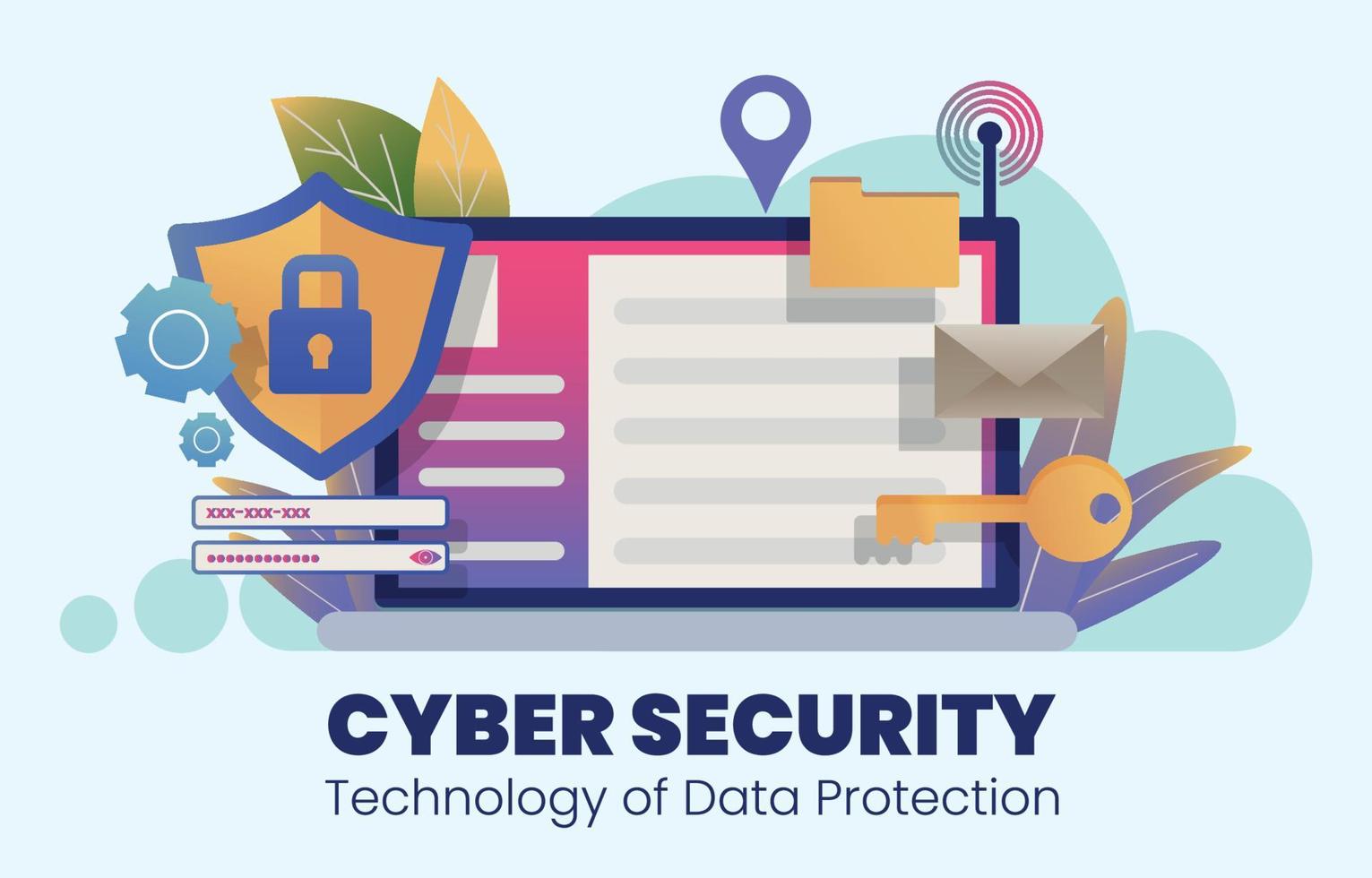 concepto de seguridad cibernética para la protección de datos vector