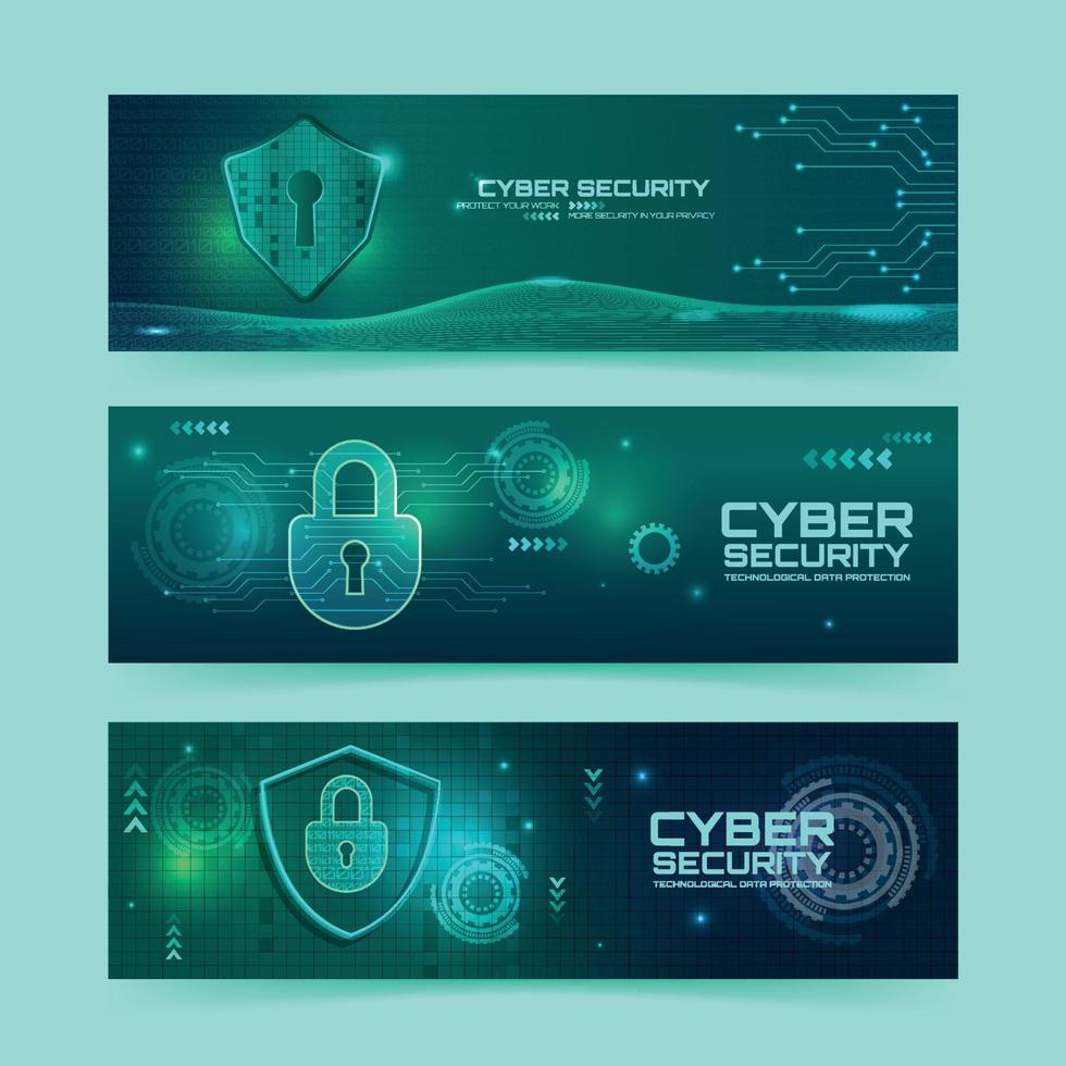 Digital Cyber Security Web Banner Concept vector